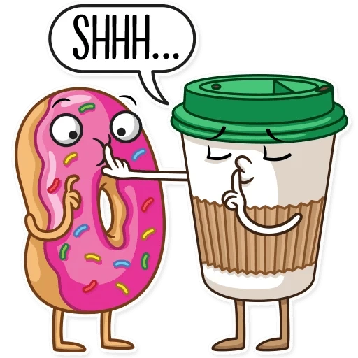 Donut and Coffee  - sticker for 🤫