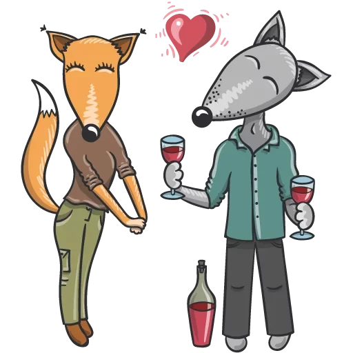 Wolf and Fox - sticker for 🍷